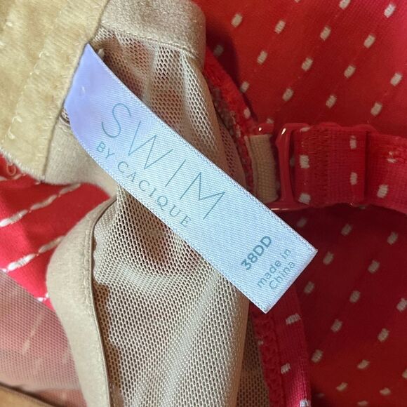 Lane Bryant Swim by Cacique Coral Dot Underwire Tankini Brief Set 38DD 14 - Picture 11 of 12